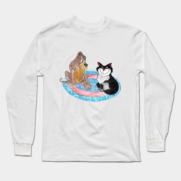 Dog Cat watercolour illustration for children Long Sleeve T-Shirt by Le petit fennec